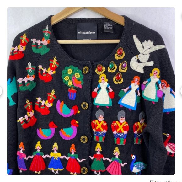 HP๐นRARE๐นVTG MICHAEL SIMON 12 DAYS OF CHRISTMAS SWEATER ADORNMENTS & CHARACTERS - Picture 12 of 14